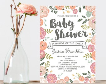 shabby chic baby shower invites | etsy shabby chic baby shower invites | etsy, Baby shower invitations