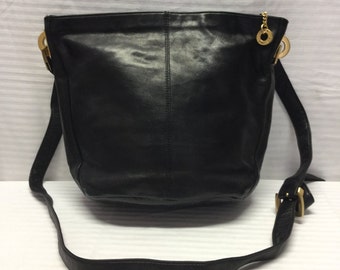 Perlina leather purse, Black Leather Bag, Shoulder Bag
