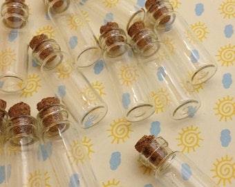 20 Mini glass bottles with corks 12x30mm