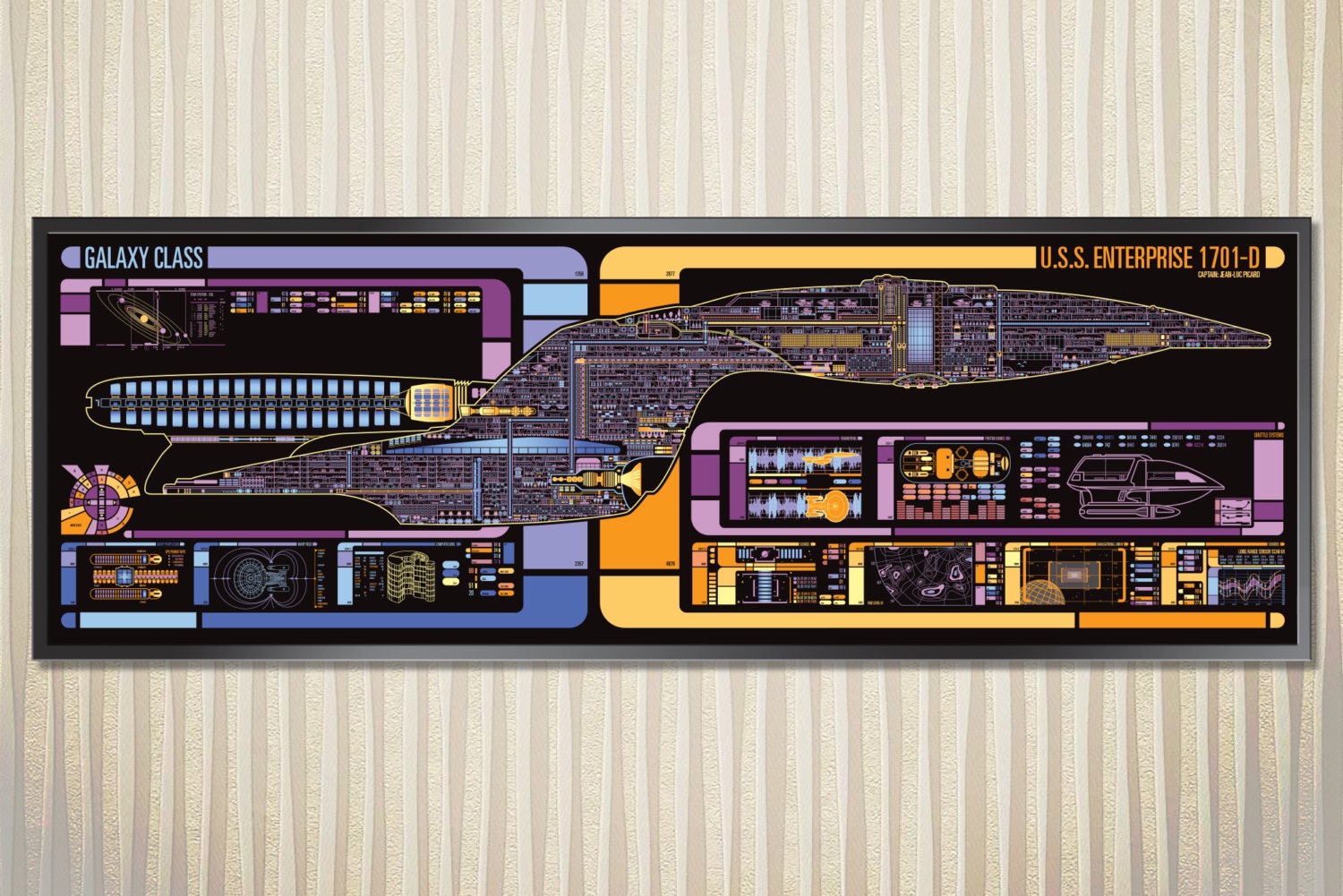 USS Enterprise Galaxy Class Starship LCARS Poster