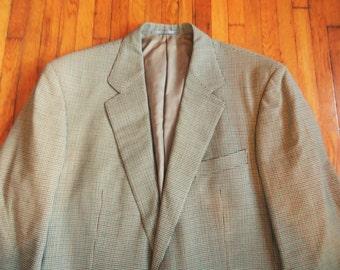 Vintage 90s Ermenegildo Zegna Tindari Red Green Puppytooth Sport Coat 42