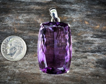 Amethyst birthstone pendant - Large Amethyst pendant - Sterling Silver - Amethyst Necklace - Stunning Amethyst Pendant - Purple Amethyst