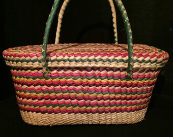 Beautiful Vintage Colored Straw Purse or Tote