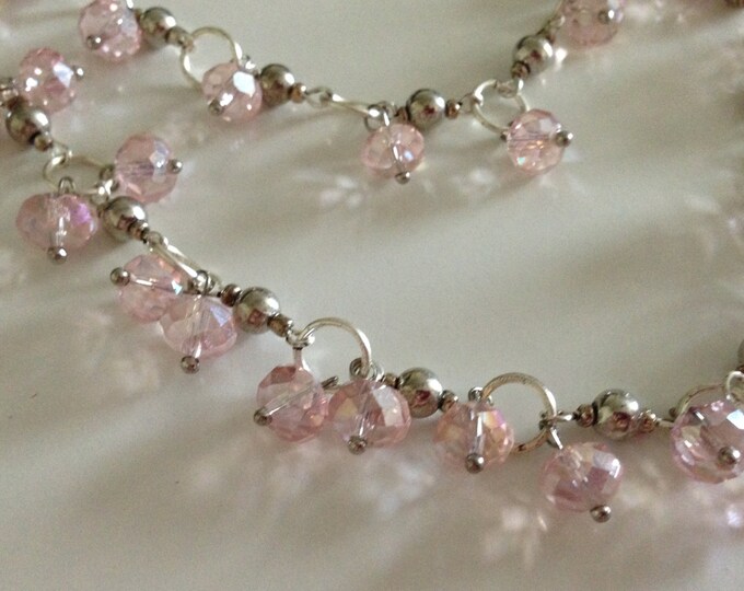hand beaded pink necklace