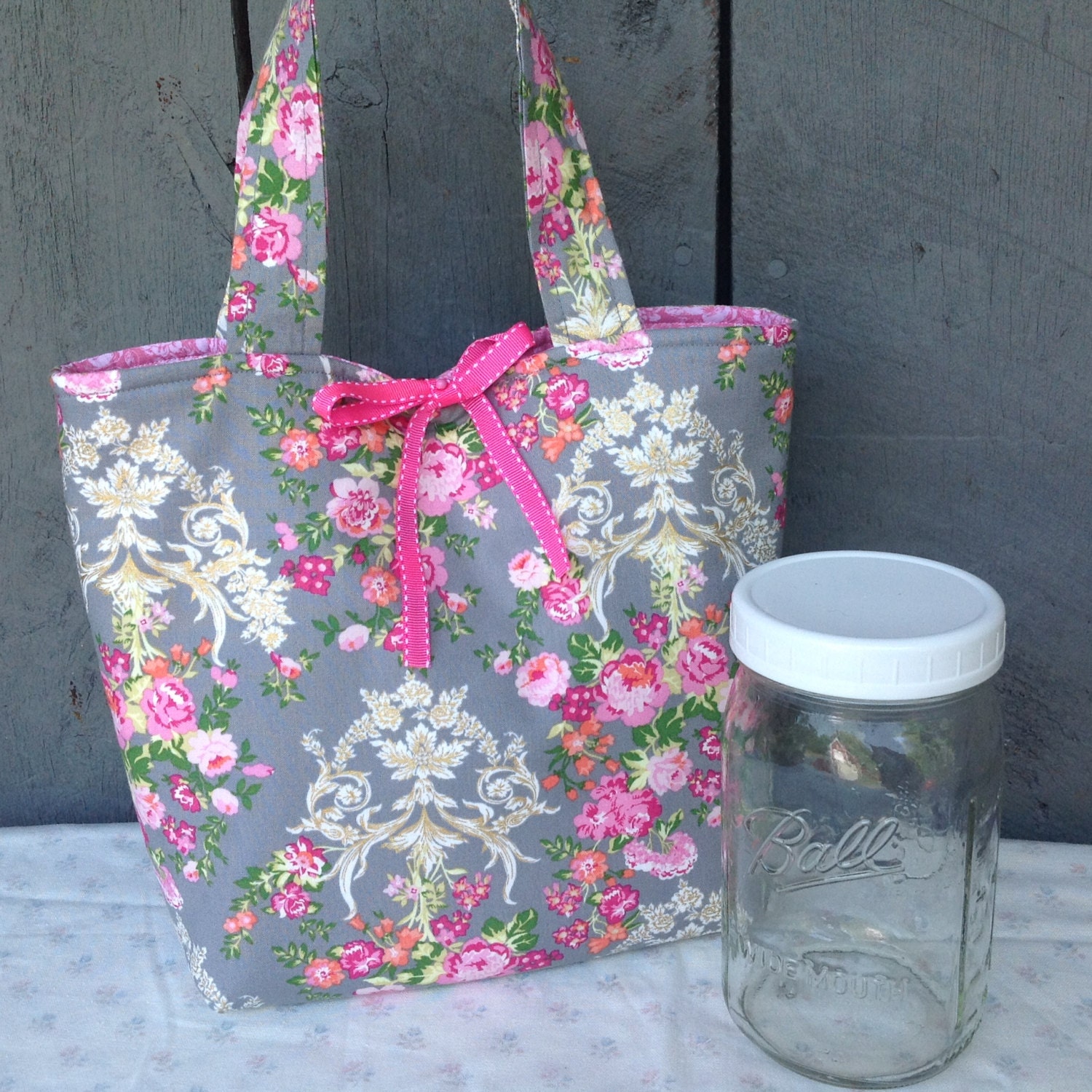 Mason jar bag Mason Jar Gift Mason Jar tote bag Lunch Bag