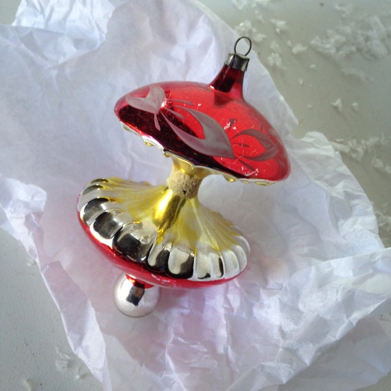 Large mercury glass ornament bite out of apple W German