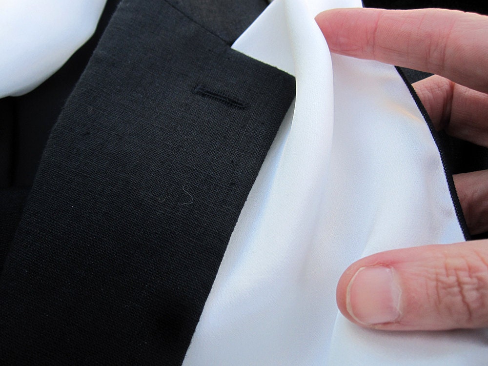 Mens White Silk Scarf with Black Edge White Opera Scarf with