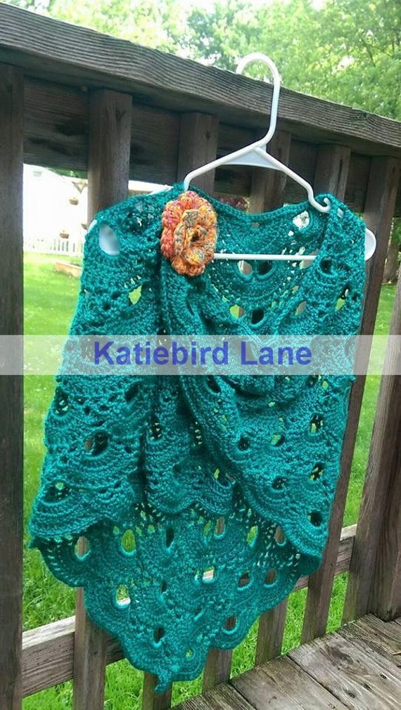 Hand Crocheted Scalloped Lace Shawl. Made to by KatiebirdLane