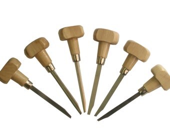 Watchmakers Jewellers Graver 6pc Set with Wooden Handle. (M0095) Free UK Postage.