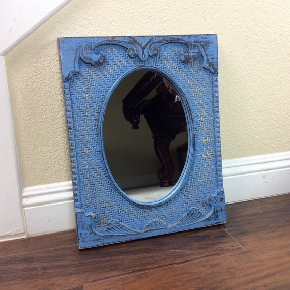 RUSTIC BLUE MIRROR Wall Mirror Nursery Decor by ShabbyShores