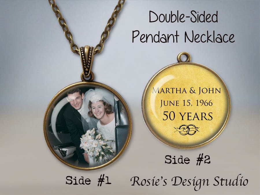 50th Wedding Anniversary Pendant Necklace Custom Photo