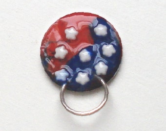 Magnetic Brooch Eyeglass Holder Red White and Blue Flag Jewelry Czech Beads Badge Holder ID Holder