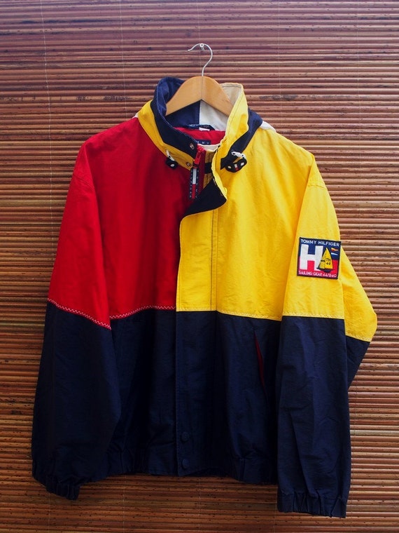 TOMMY Hilfiger Sailing Gear Men Medium Hoodie Jacket Neon