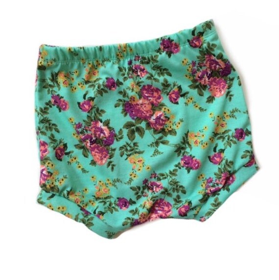 Items similar to AQUA Floral Knit Baby Harem Shorts on Etsy