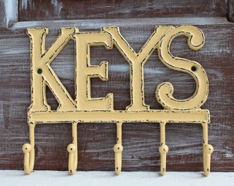Key Organizer, Wall Key Holder, Key Hanger, Wall Mount Key Rack, Yellow Wall Hook, Housewarming Gift, Entryway Organizer, Key Hooks