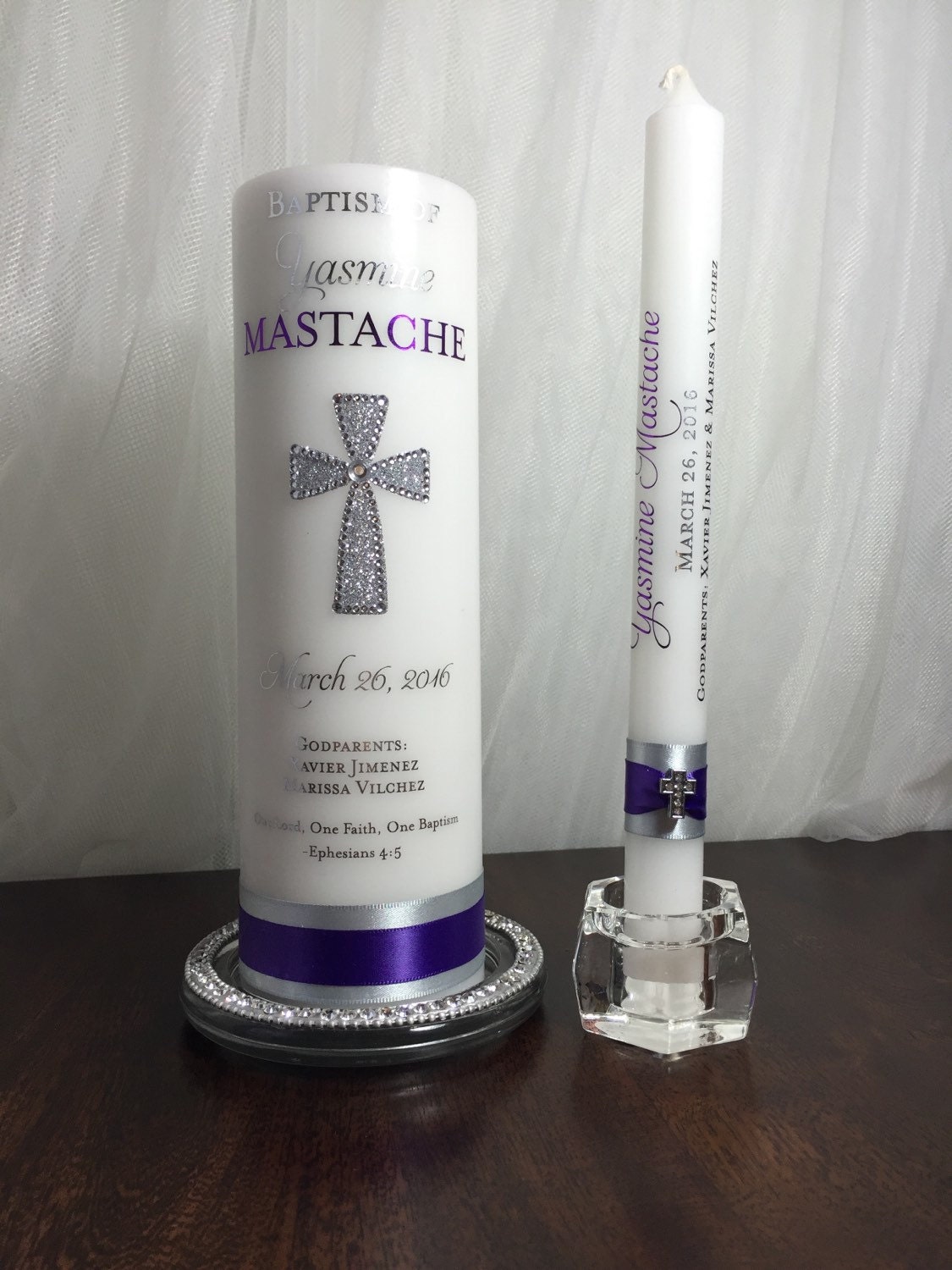Personalized Baptism Candle Set Custom sacrament candle