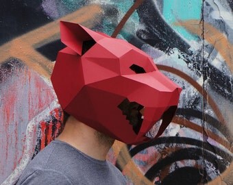 Sabre-toothed Tiger Mask - build your own from card using our polygon mask template