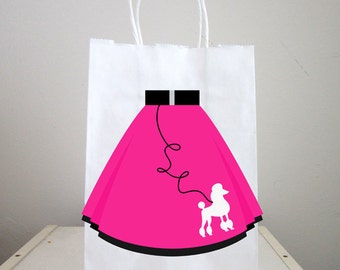 50's Party Goody Bags, 50's Party Favor Bags, 50's Party Favor, Poodle Skirt Goody Bags, Fifties Party Favors