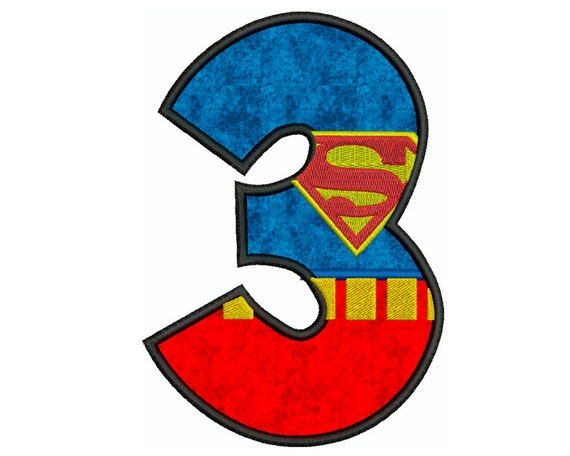 superman number 3 machine applique embroidery by embroiderblock