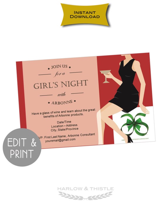 INSTANT DOWNLOAD editable Arbonne Party Invitation Template