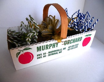 Vintage Orchard Produce Basket Cardboard and Wood