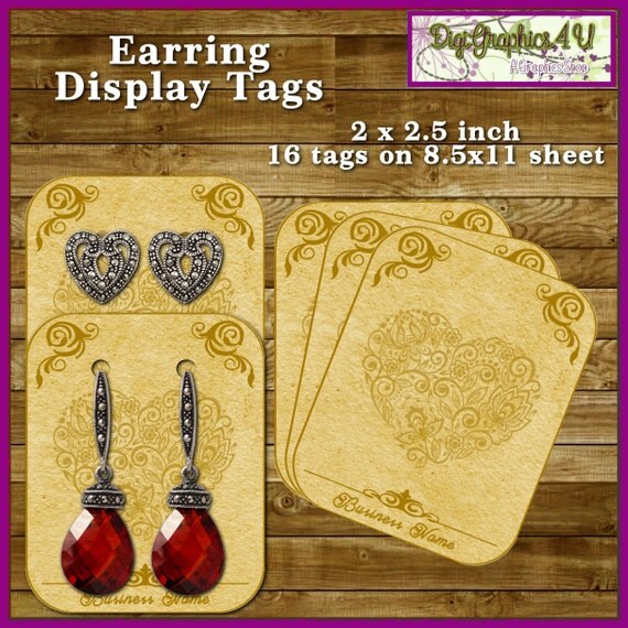 Jewelry Tags Jewelry Price Tags Earring Display Tags 2 x 2.5