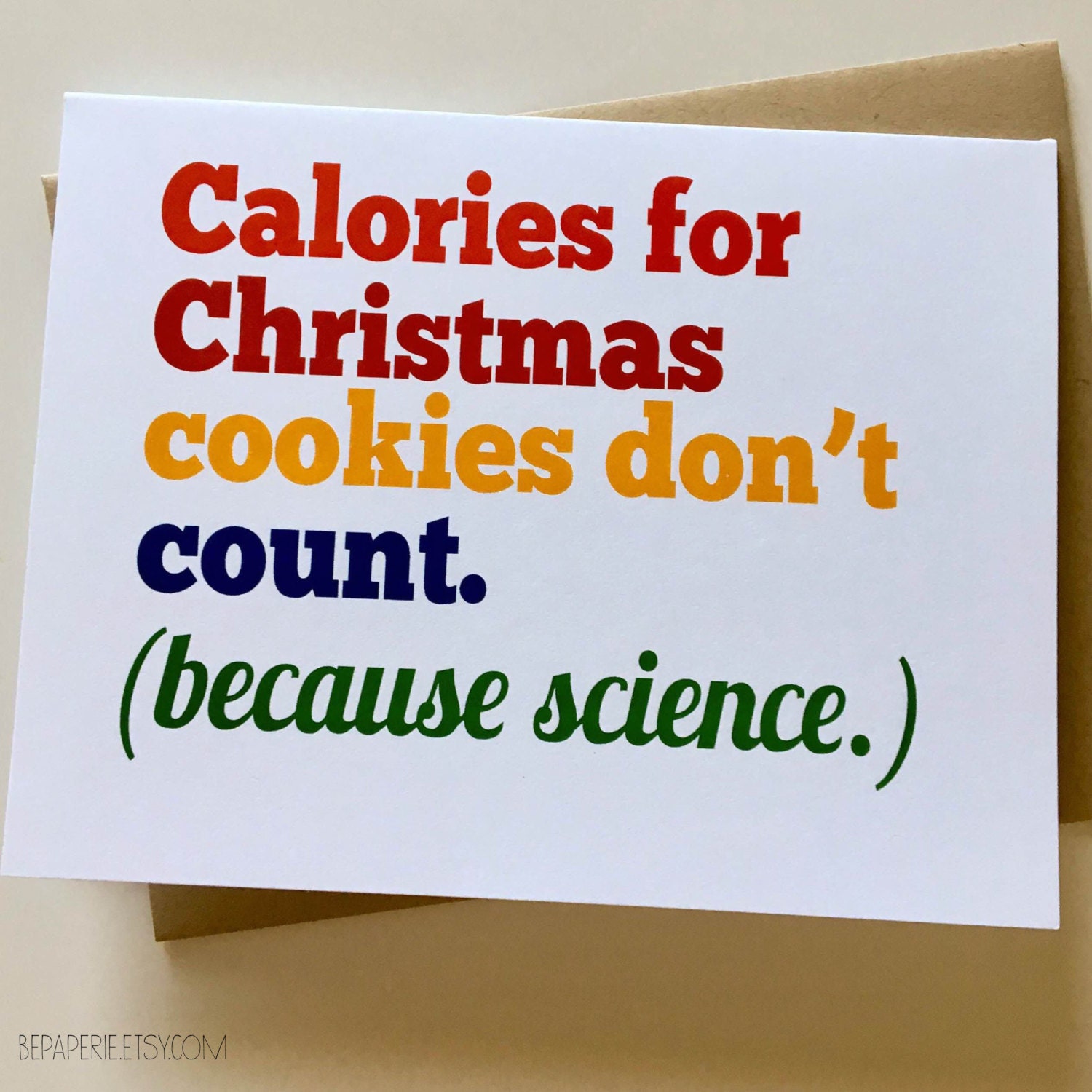 Calories for Christmas Cookies Don t Count Funny Christmas Card Humor Holiday Card