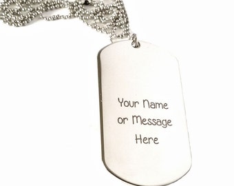 Personalized Stainless Steel Tag Necklace for Men Custom For Any name or Message - Custom Dog tag necklace - Military Dog Tag