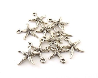 Charms 10 Antique Silver Starfish Charms