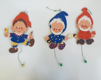 Vintage Gnome Nursery Wall Hangings Set of Three