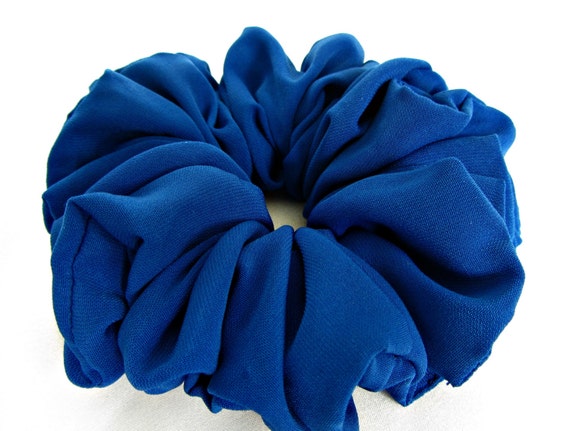 2. Satin Royal Blue Hair Scrunchie - wide 1