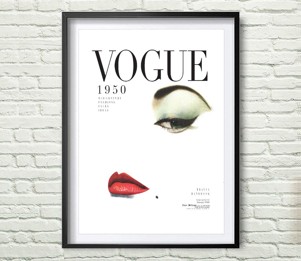 Vintage Vogue Cover Fashion wall Art 1950 Edition Fashion