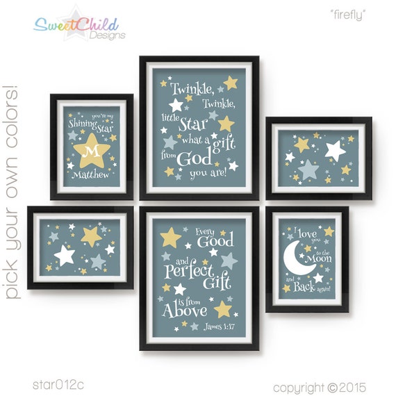 Twinkle Star Nursery Baby Nursery Art Wall by SweetChildDesignsFL