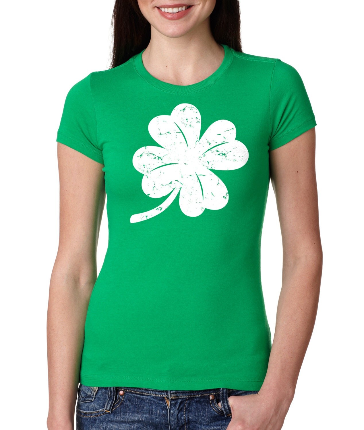 Clover Shamrock T-Shirt Woman Top Ladies Fit St. Patrick's