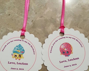 Personalized Favor Tags 2 1/2'', Thank You tags, Favor tags, Gift tags, Birthday Party shopkins