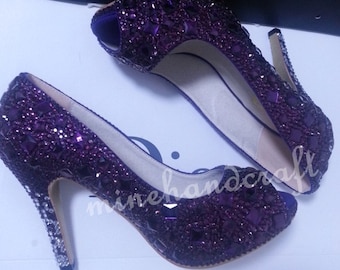 Items similar to Burlesque Shoes Movie Beige Peep Toe Rhinestone Pumps Christian Louis Vuitton ...