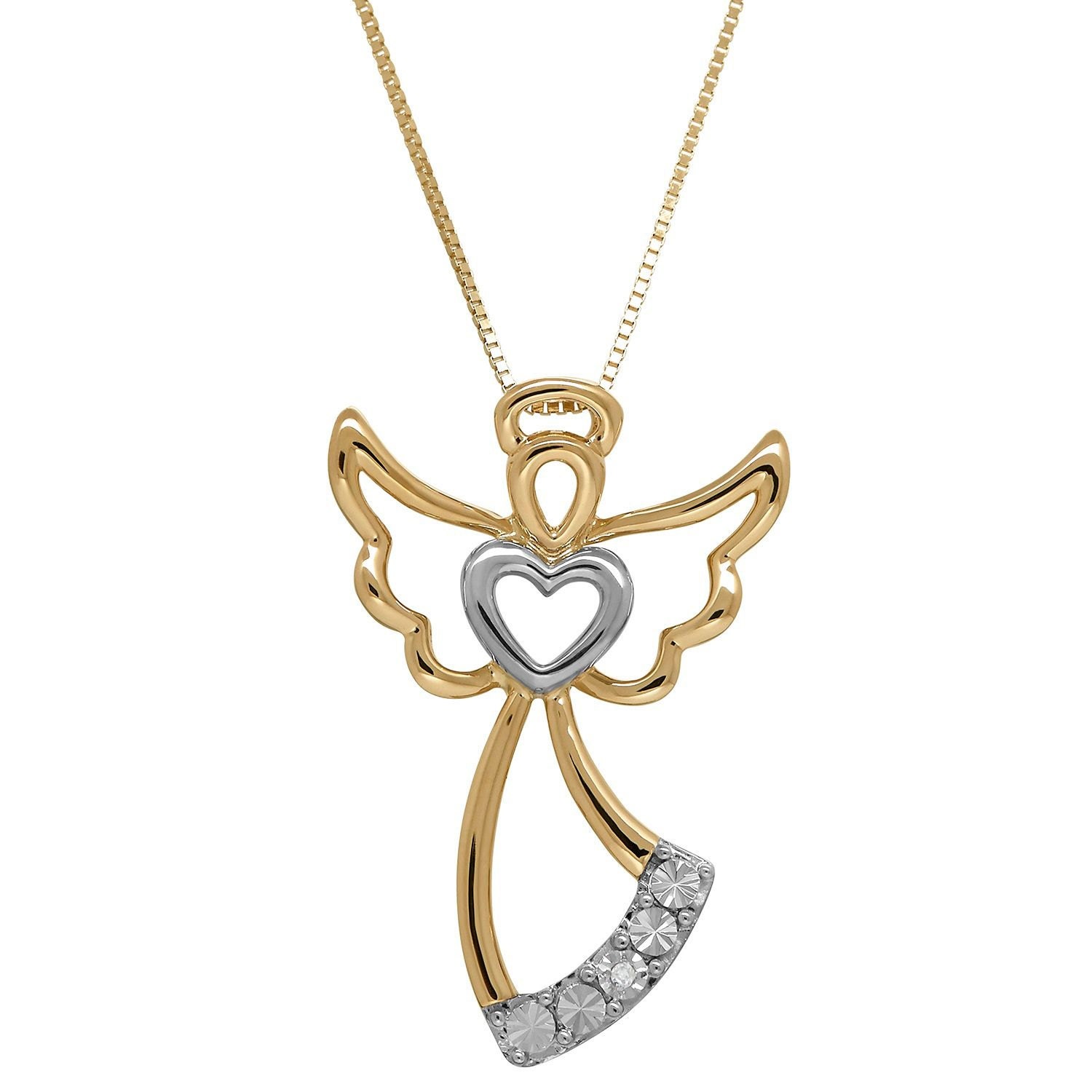 Angel Pendant in 14K Yellow Gold and 14K White Gold with 14K