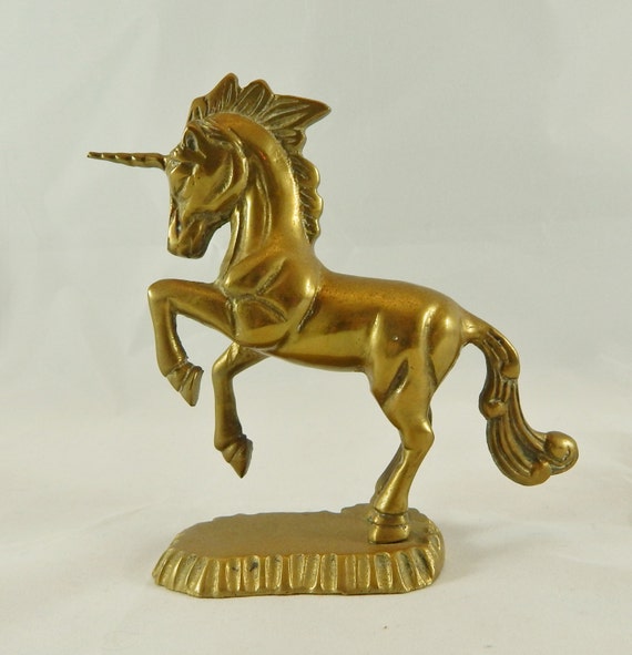 Solid Brass Rearing Unicorn 4.75 Statue Figurine