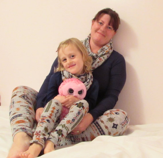 Aztec matching leggings and infinity scarf / mommy and me