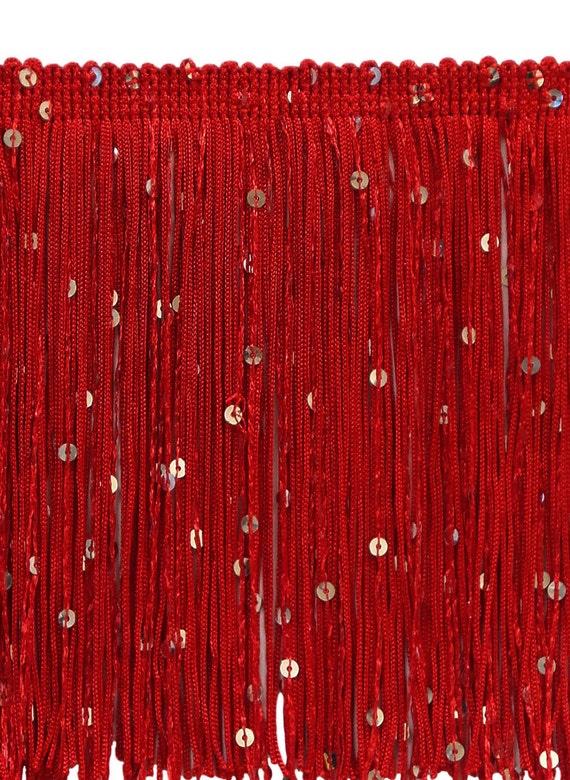 6 Inch Sequin Fringe Trim Cfs06 Color Red by DecoPro