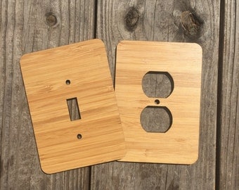 LIGHT SWITCH PLATES cover wooden - 1 single and 1 outlet lightswitch cover for lights wooden styles