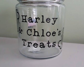 Personalized Dog Treat Jar, Glass Dog Treat Jar, Dog Accessories, Dog Feeding Accessories
