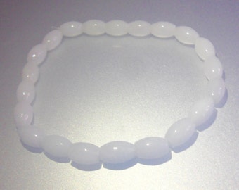 White Jadeite "翡翠" icy bead bracelet grade A