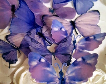 12 Edible Pastel Lilac Butterfly Edible Cake / Cupcake Toppers,©
