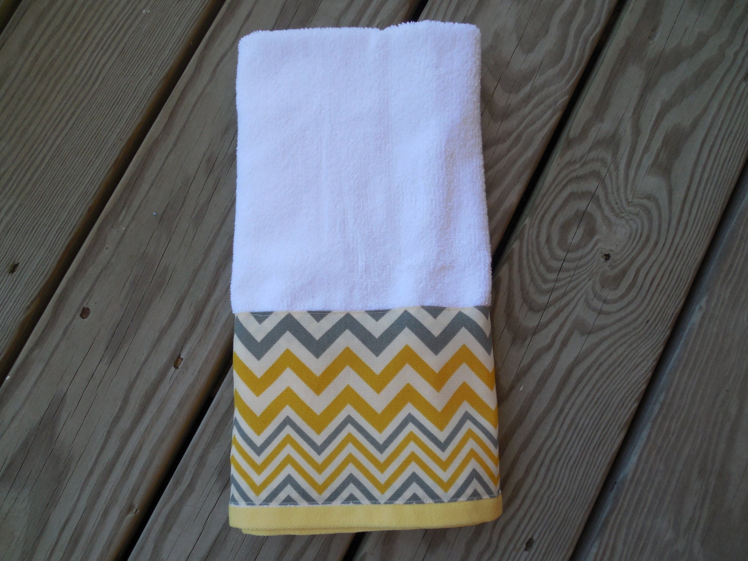 Yellow Gray Hand Towel Chevron Decorative Guest Bath Towel