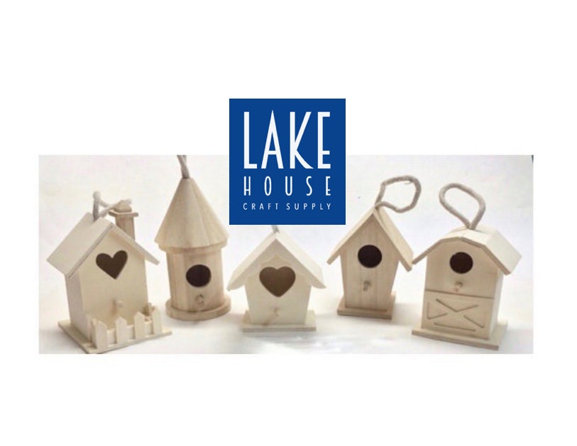 BULK 16 Small Plain Wood Birdhouses. by LakeHouseCraftSupply