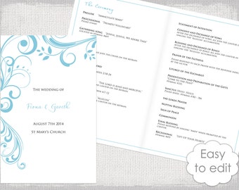 Wedding Order Of Service Scroll Template Printable