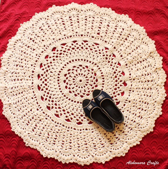 Crochet Area rug Big round rug 45 wide floor by Alohomoracrafts