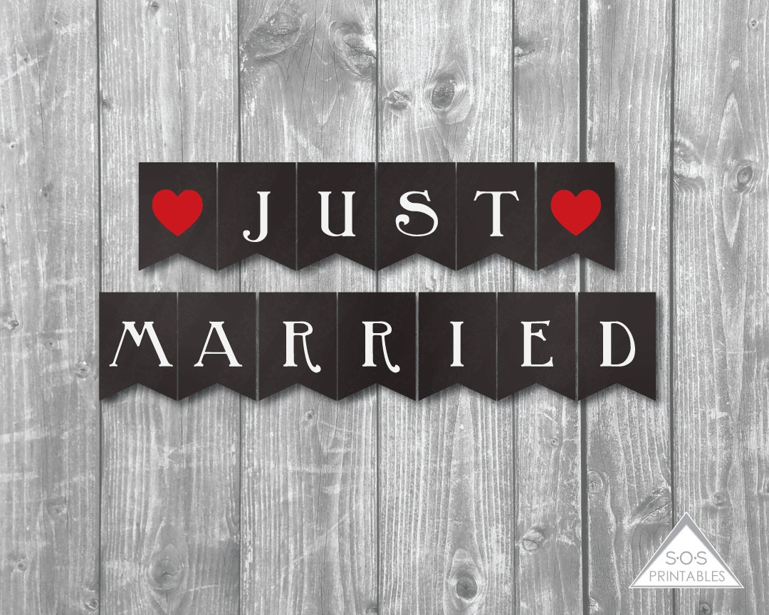 Just Married Banner Printable Wedding Banner Just Married