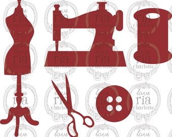 sewing machine, sewing accessory, mannequin digital die cut DXF SVG files instant download